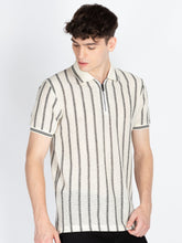 Mens Striped Polo Collar T-Shirt
